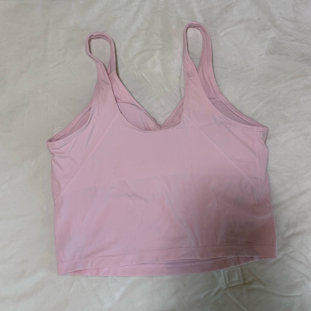 Baby Pink Cropped Workout Tank Top - Picture 3 of 4